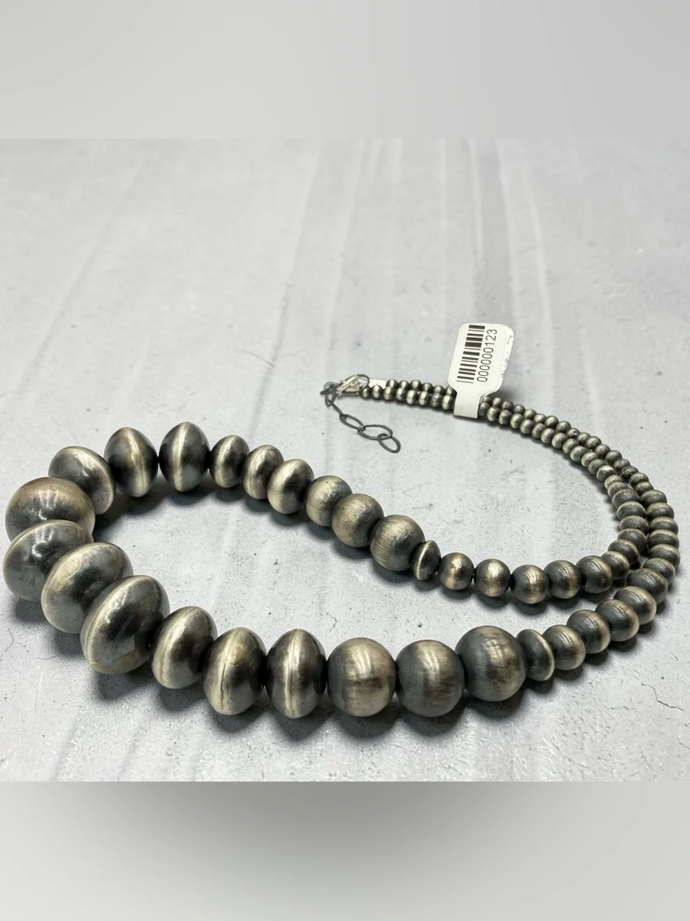 NWT Navajo Pearl Sterling Silver Graduated Bead Necklace 15” + 2” Ext Southwest